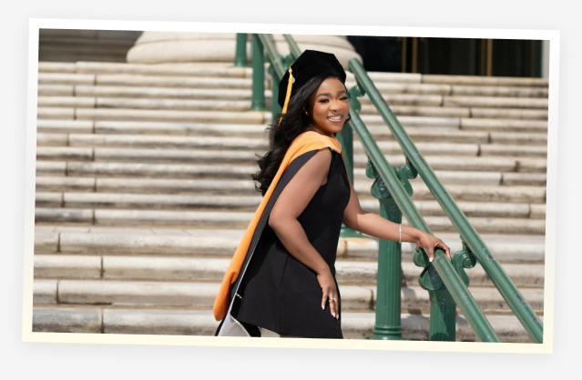 Courtney in graduation regalia